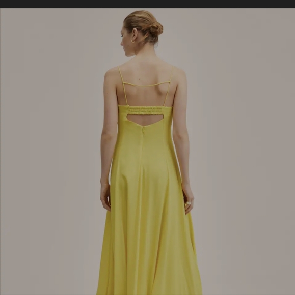 MANGO Flowy Slit Dress Yellow Size XS/2 - Picture 3 of 5